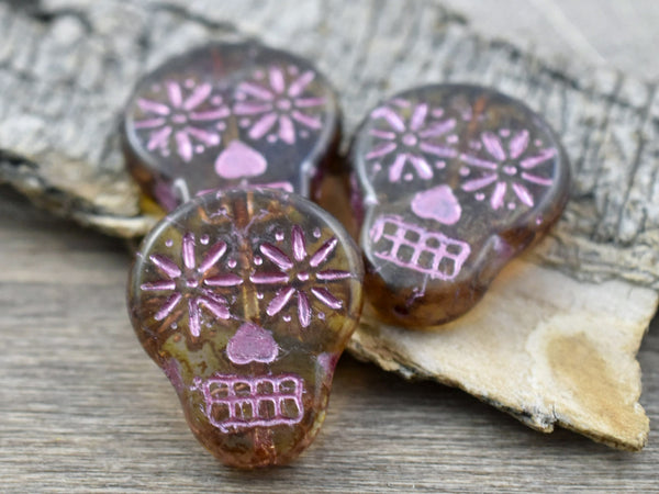 4* 20x17mm Pink Washed Crystal Picasso Sugar Skull Beads – The Bead  Obsession